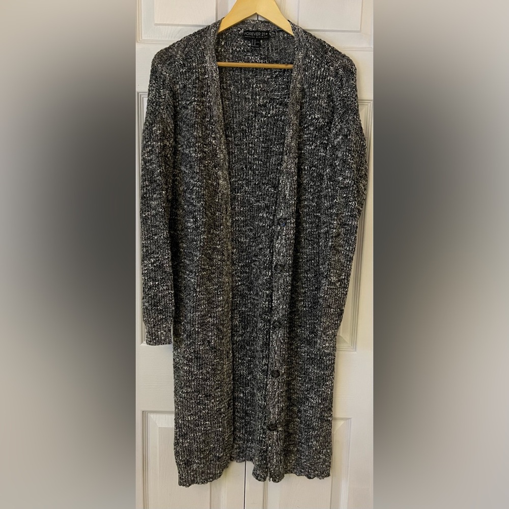 Forever 21 Black and White Long Knit Sweater